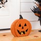 Glitzhome 14.25"L Halloween Chunky Wood Jack-O-Lantern Porch Decor