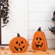 Glitzhome 14.25"L Halloween Chunky Wood Jack-O-Lantern Porch Decor