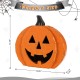 Glitzhome 14.25"L Halloween Chunky Wood Jack-O-Lantern Porch Decor