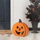 Glitzhome 14.25"L Halloween Chunky Wood Jack-O-Lantern Porch Decor