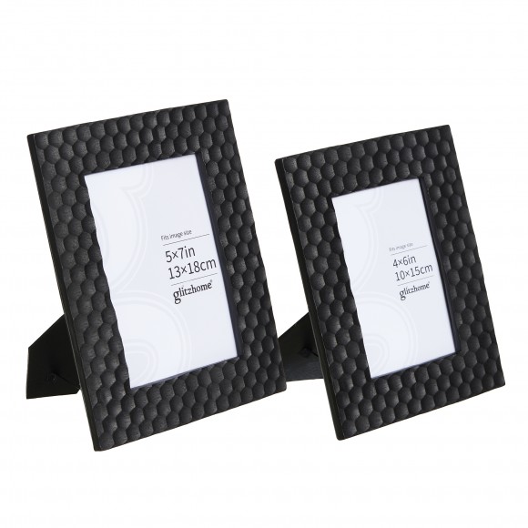 Glitzhome Set of 2  Black Honeycomb Resin Tabletop Picture Frames-4X6 5X7