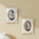 Glitzhome Set of 2  White Ornate Resin Tabletop Picture Frames-4x6