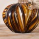 Glitzhome 4.5"D x 4.75"H Multi Brown Striped Glass Short Pumpkin