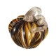 Glitzhome 4.5"D x 4.75"H Multi Brown Striped Glass Short Pumpkin