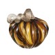 Glitzhome 4.5"D x 4.75"H Multi Brown Striped Glass Short Pumpkin