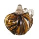 Glitzhome 4.5"D x 4.75"H Multi Brown Striped Glass Short Pumpkin
