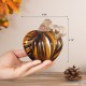 Glitzhome 4.5"D x 4.75"H Multi Brown Striped Glass Short Pumpkin