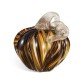 Glitzhome 4.5"D x 4.75"H Multi Brown Striped Glass Short Pumpkin