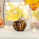 Glitzhome 4.5"D x 4.75"H Multi Brown Striped Glass Short Pumpkin