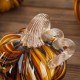 Glitzhome 4.5"D x 4.75"H Multi Brown Striped Glass Short Pumpkin