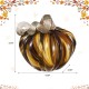 Glitzhome 4.5"D x 4.75"H Multi Brown Striped Glass Short Pumpkin