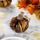 Glitzhome 4.5"D x 4.75"H Multi Brown Striped Glass Short Pumpkin