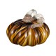 Glitzhome 5.75"D x 4.75"H Multi Brown Striped Glass Pumpkin