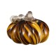 Glitzhome 5.75"D x 4.75"H Multi Brown Striped Glass Pumpkin