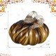Glitzhome 5.75"D x 4.75"H Multi Brown Striped Glass Pumpkin