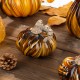 Glitzhome 5.75"D x 4.75"H Multi Brown Striped Glass Pumpkin