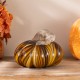 Glitzhome 5.75"D x 4.75"H Multi Brown Striped Glass Pumpkin