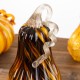 Glitzhome 11.25"H Multi Brown Striped Large Glass Gourd