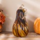Glitzhome 11.25"H Multi Brown Striped Large Glass Gourd