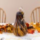 Glitzhome 11.25"H Multi Brown Striped Large Glass Gourd