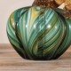 Glitzhome 4.5"D x 4.75"H Multi Green Striped Glass Short Pumpkin