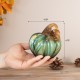 Glitzhome 4.5"D x 4.75"H Multi Green Striped Glass Short Pumpkin