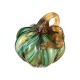 Glitzhome 4.5"D x 4.75"H Multi Green Striped Glass Short Pumpkin