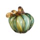 Glitzhome 4.5"D x 4.75"H Multi Green Striped Glass Short Pumpkin