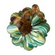 Glitzhome 4.5"D x 4.75"H Multi Green Striped Glass Short Pumpkin