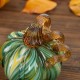 Glitzhome 4.5"D x 4.75"H Multi Green Striped Glass Short Pumpkin