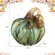 Glitzhome 4.5"D x 4.75"H Multi Green Striped Glass Short Pumpkin