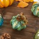 Glitzhome 4.5"D x 4.75"H Multi Green Striped Glass Short Pumpkin