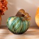 Glitzhome 4.5"D x 4.75"H Multi Green Striped Glass Short Pumpkin