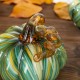 Glitzhome 5.75"D x 4.75"H Multi Green Striped Glass Pumpkin