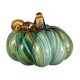 Glitzhome 5.75"D x 4.75"H Multi Green Striped Glass Pumpkin