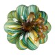 Glitzhome 5.75"D x 4.75"H Multi Green Striped Glass Pumpkin