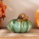Glitzhome 5.75"D x 4.75"H Multi Green Striped Glass Pumpkin