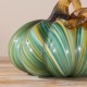 Glitzhome 5.75"D x 4.75"H Multi Green Striped Glass Pumpkin