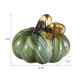 Glitzhome 5.75"D x 4.75"H Multi Green Striped Glass Pumpkin
