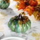 Glitzhome 5.75"D x 4.75"H Multi Green Striped Glass Pumpkin