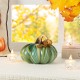 Glitzhome 5.75"D x 4.75"H Multi Green Striped Glass Pumpkin