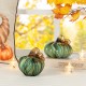 Glitzhome 5.75"D x 4.75"H Multi Green Striped Glass Pumpkin