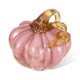 Glitzhome 4.5"D x 4.75"H Pink Glass Short Pumpkin