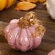 Glitzhome 4.5"D x 4.75"H Pink Glass Short Pumpkin