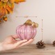 Glitzhome 4.5"D x 4.75"H Pink Glass Short Pumpkin