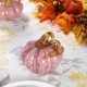 Glitzhome 4.5"D x 4.75"H Pink Glass Short Pumpkin
