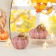 Glitzhome 5.75"D x 4.75"H Pink Glass Pumpkin