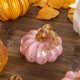 Glitzhome 5.75"D x 4.75"H Pink Glass Pumpkin