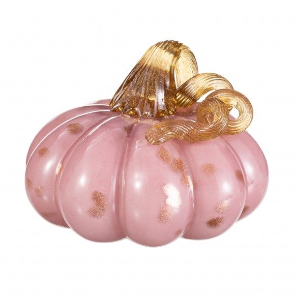 Glitzhome 5.75"D x 4.75"H Pink Glass Pumpkin