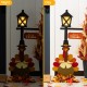 Glitzhome 36"H Thanksgiving Lighted Wooden Turkey Lamp Post Porch Decor w/Timer